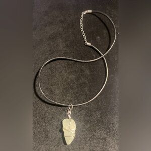 Sea foam Green Seaglass Pendant wrapped in wire with chain Cape Breton